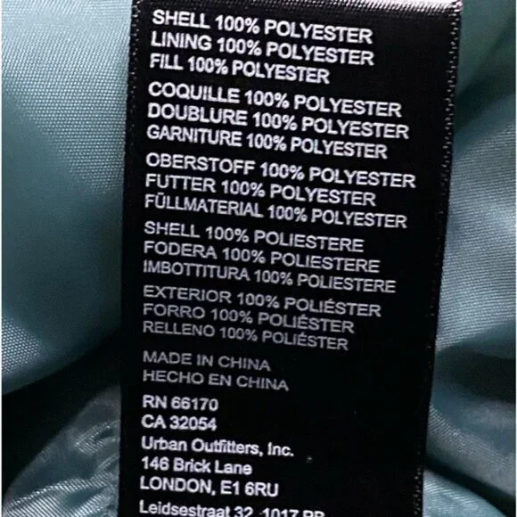 BDG Light Green Marble Print Puffer Bomber Jacket Size S - Picture 3 of 16